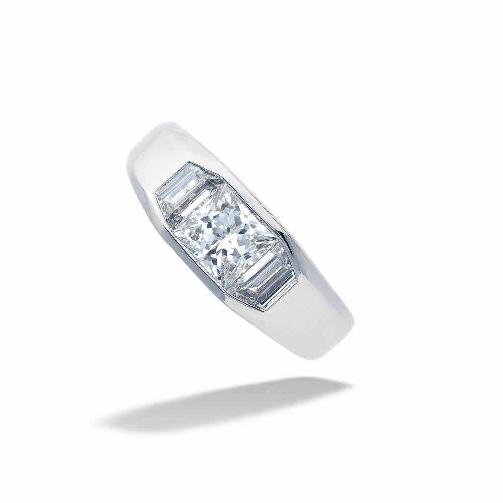 14K White Gold Lab-Grown Diamond Men's Ring 