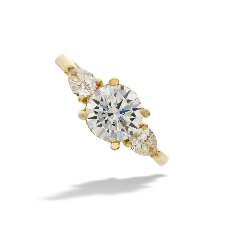 Diamond Hidden Halo Semi-Mount Ring with Pear Side Diamonds