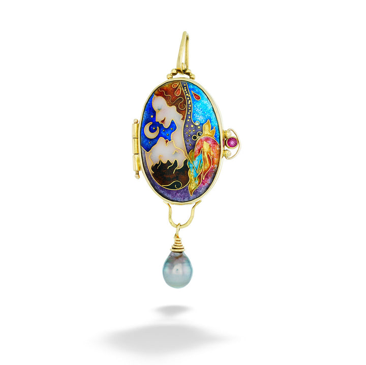 Love in Paradise Enamel Locket by Katrin Wolf