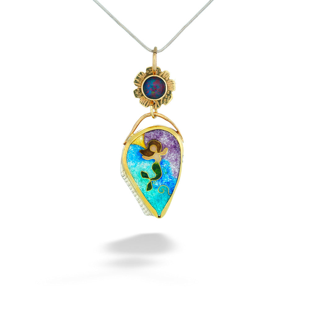 Mermaid Enamel Pendant Necklace by Katrin Wolf