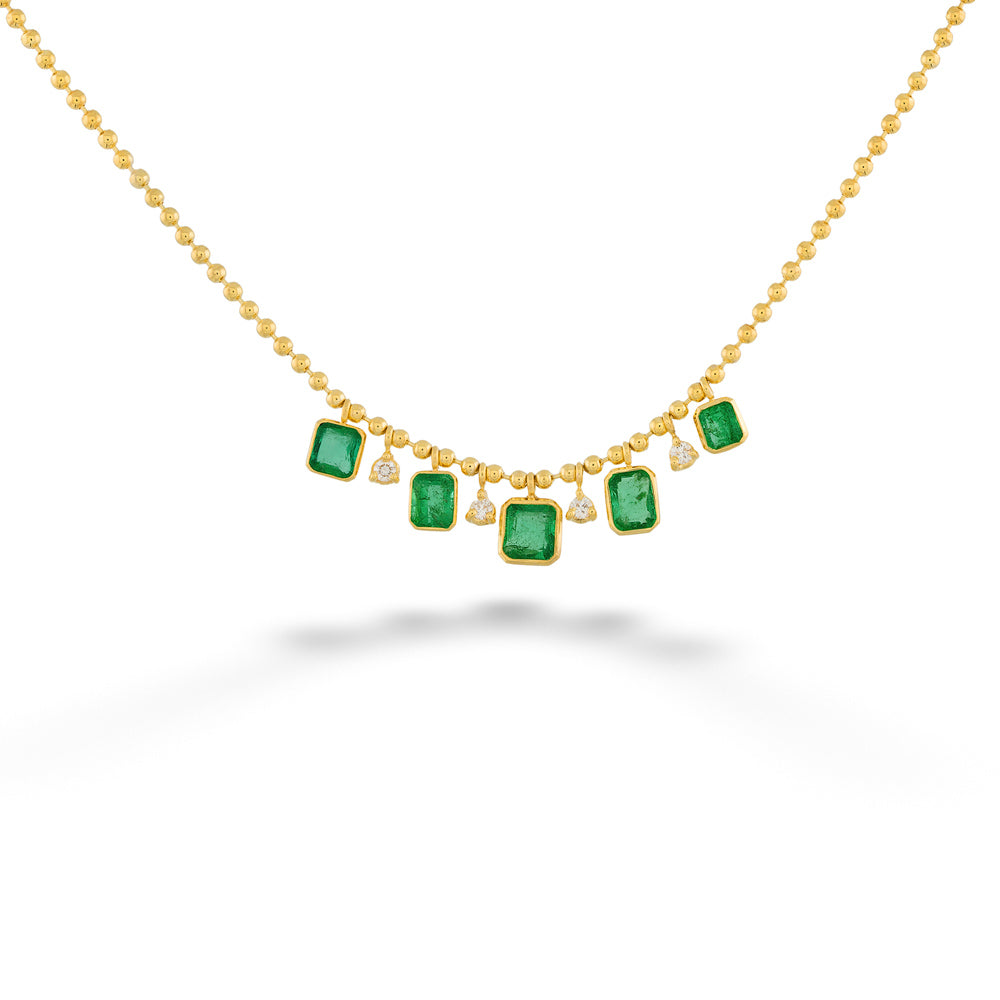 Dangling Emerald and Diamond Necklace by Mazza