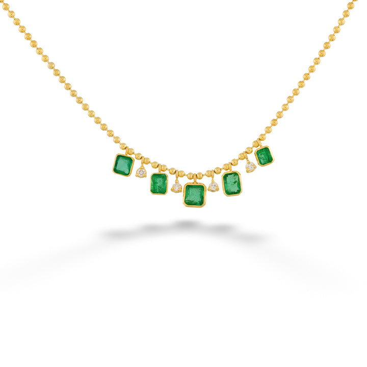 Dangling Emerald and Diamond Necklace by Mazza