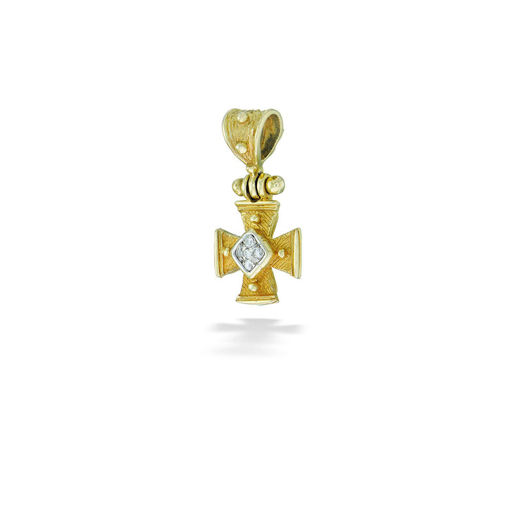 Gold cross pendant with diamonds