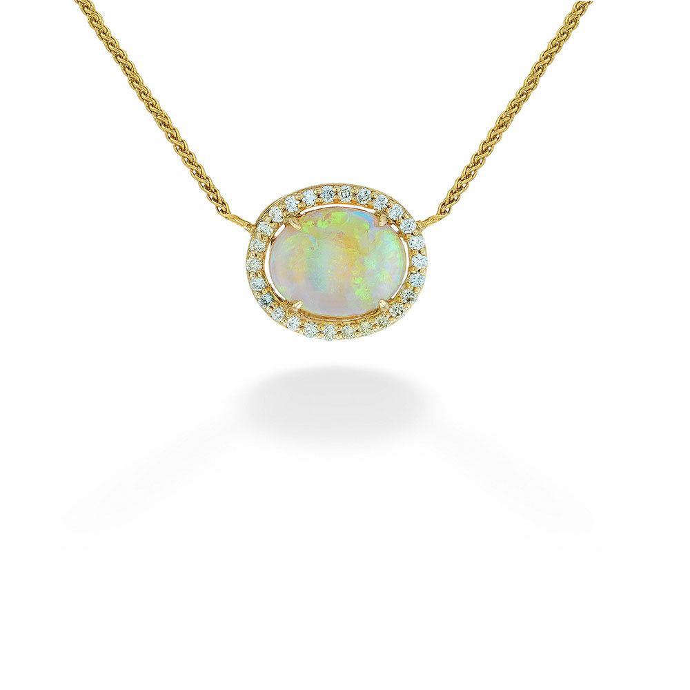 Australian Opal & Diamond  Necklace 