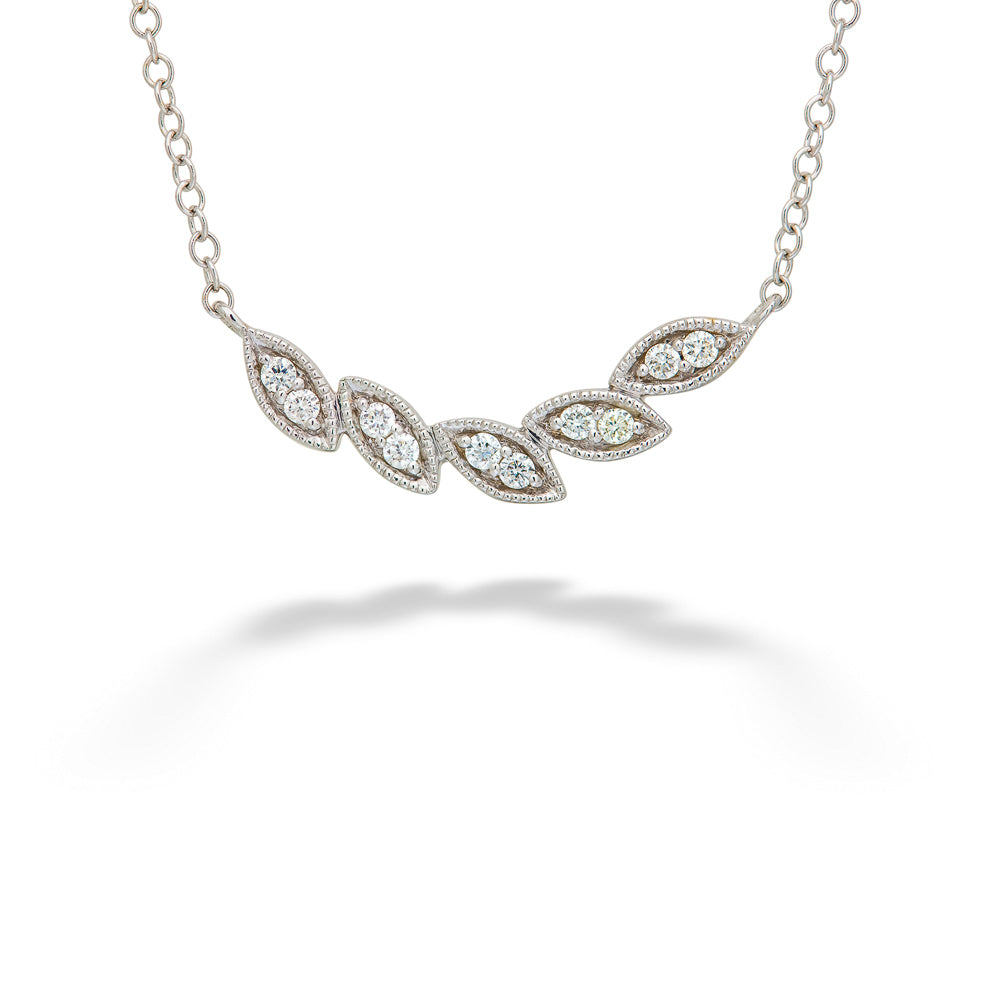Diamond Leaf Curved Bar Necklace by Gabriel & Co.