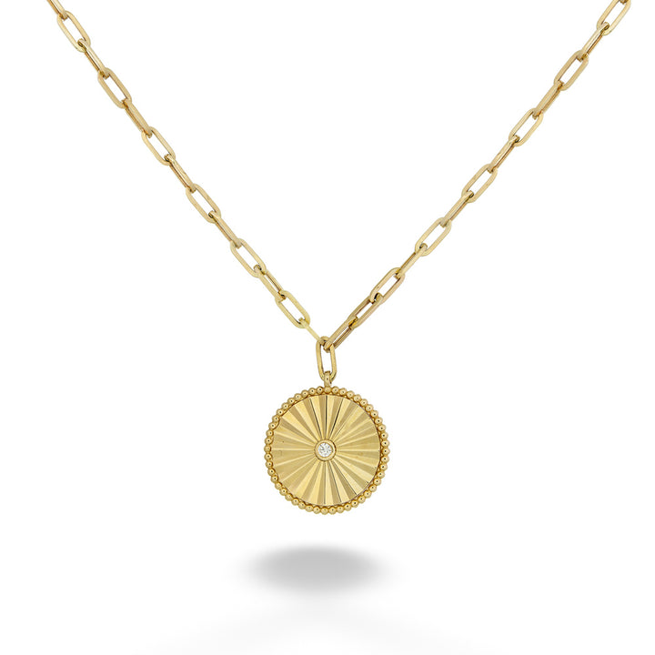 Radiant Diamond Medallion with Paperclip Chain by Gabriel &amp; Co.