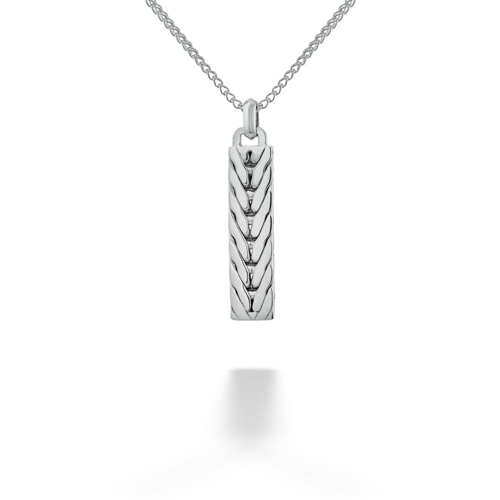 Silver Hammered Pendant & Surf Chain by John Hardy