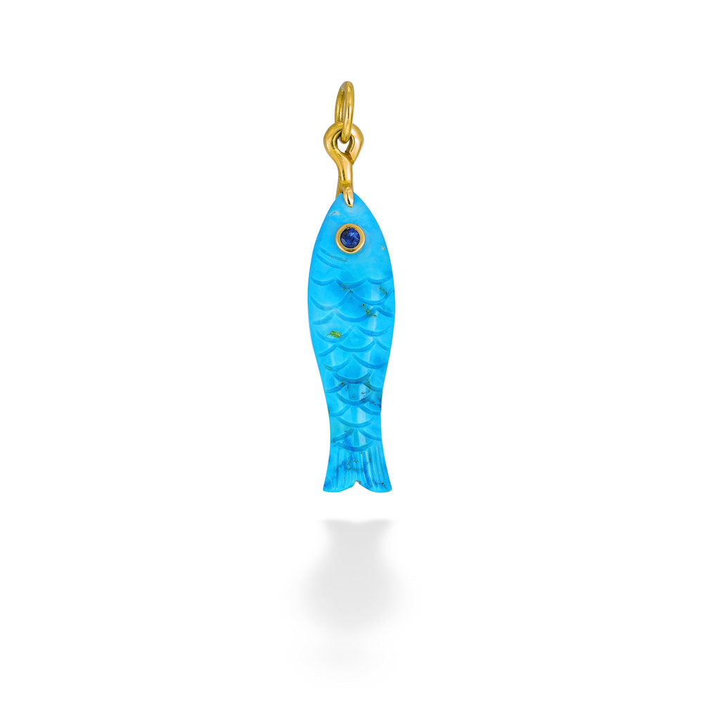 One of A Kind Turquoise Fish Pendant by Mazza 