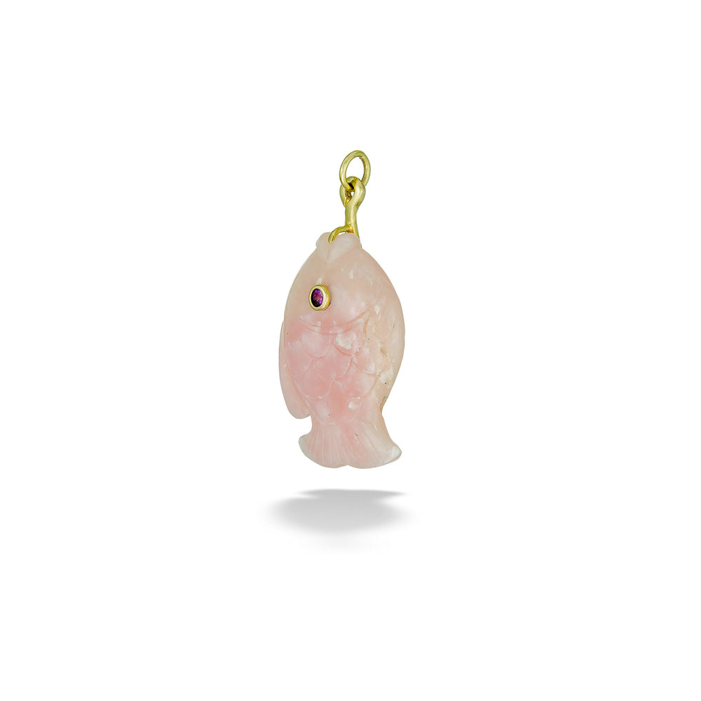 pink opal and sapphire fish pendant by mazza