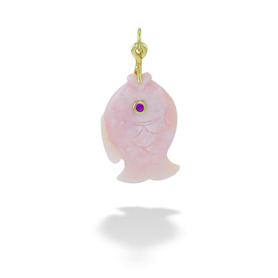 Pink Opal "Fat Fish" & Pink Sapphire Pendant by Mazza