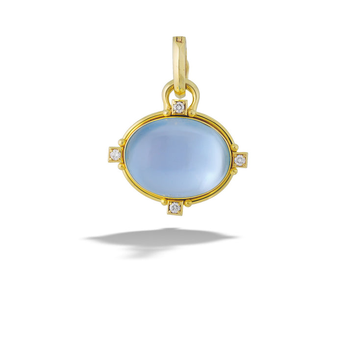  Blue Topaz, Mother of Pearl, and Diamond Pendant by Mazza 