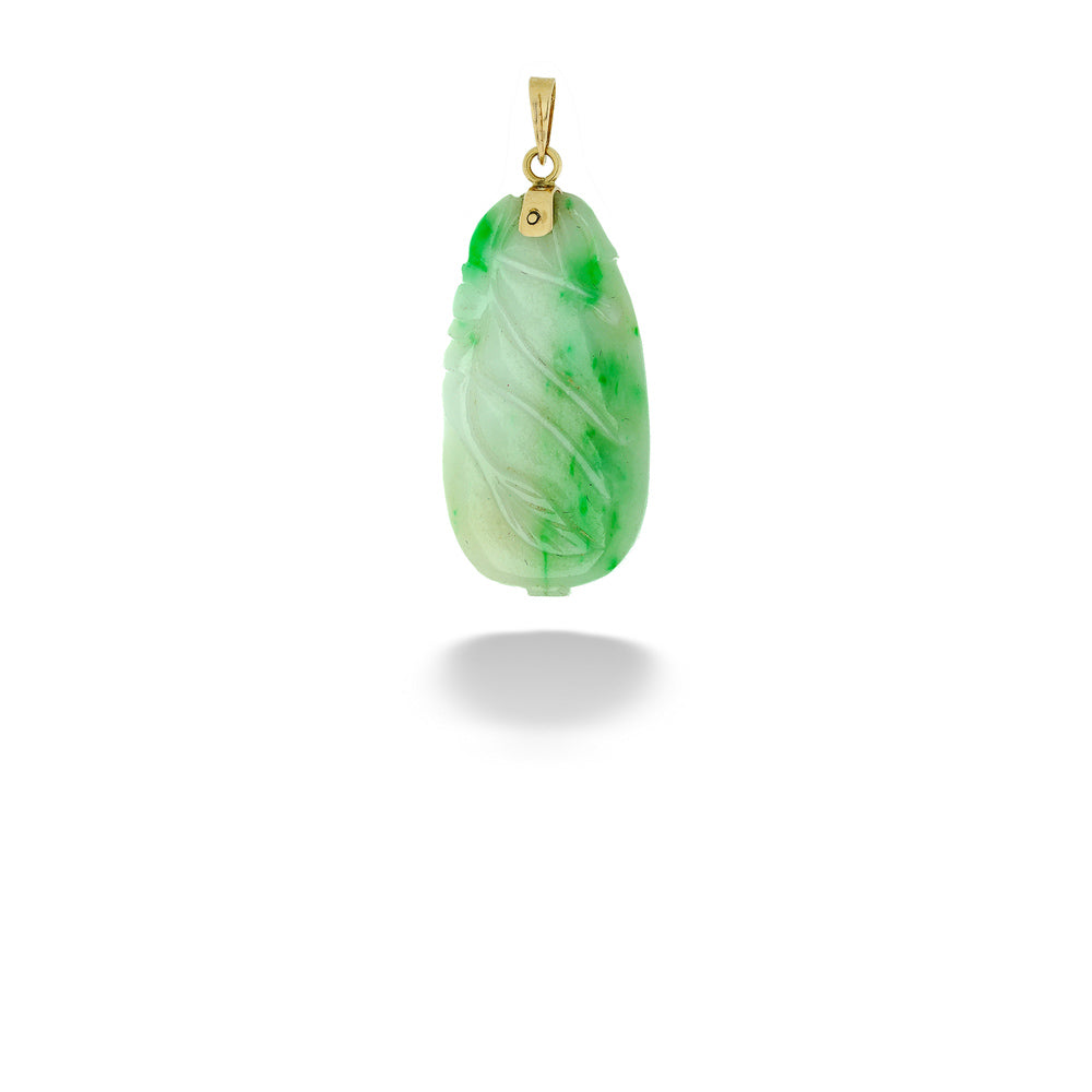 Carved Jade Pendant with 14K Yellow Gold Bail
