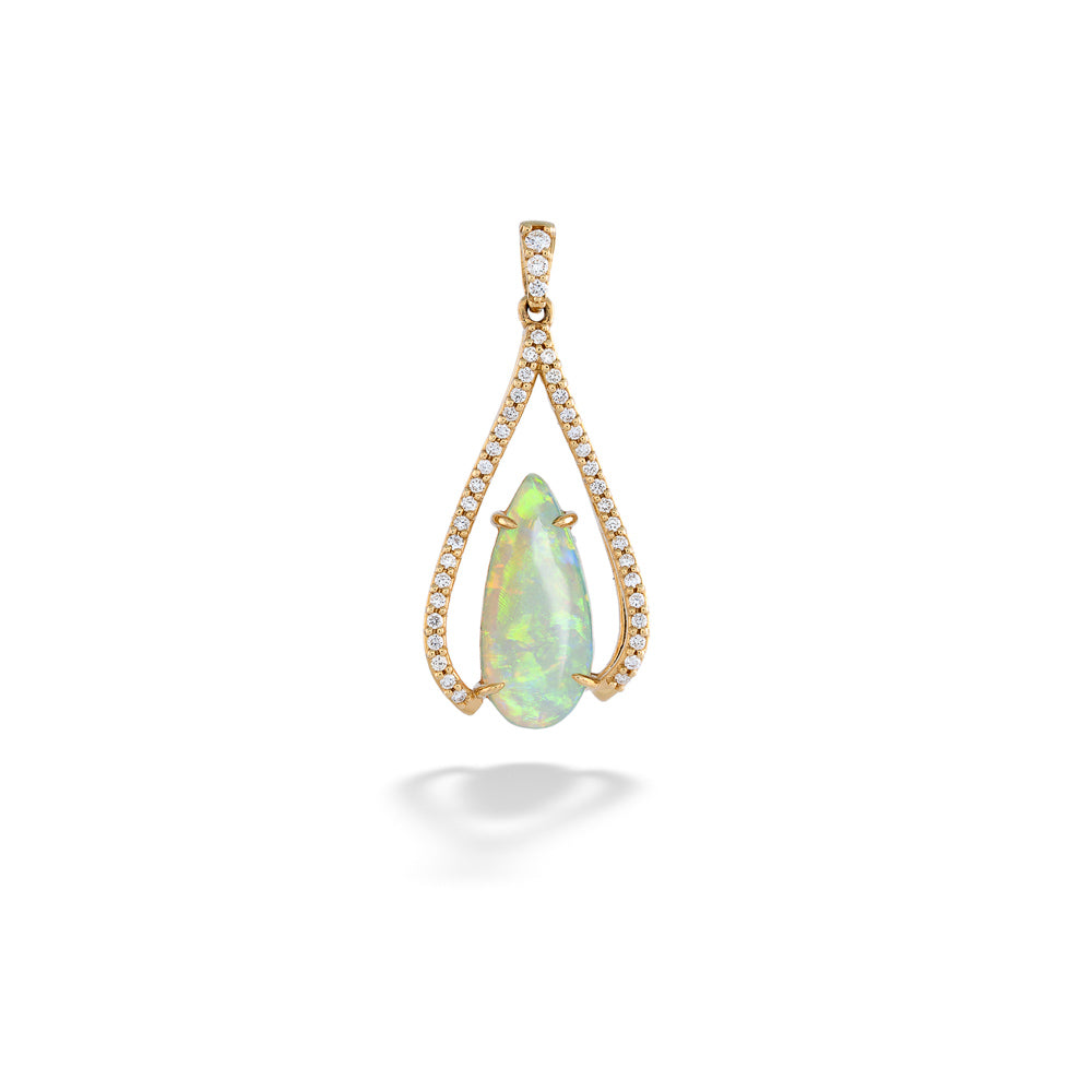 Australian Opal Drop and Diamond Pendant
