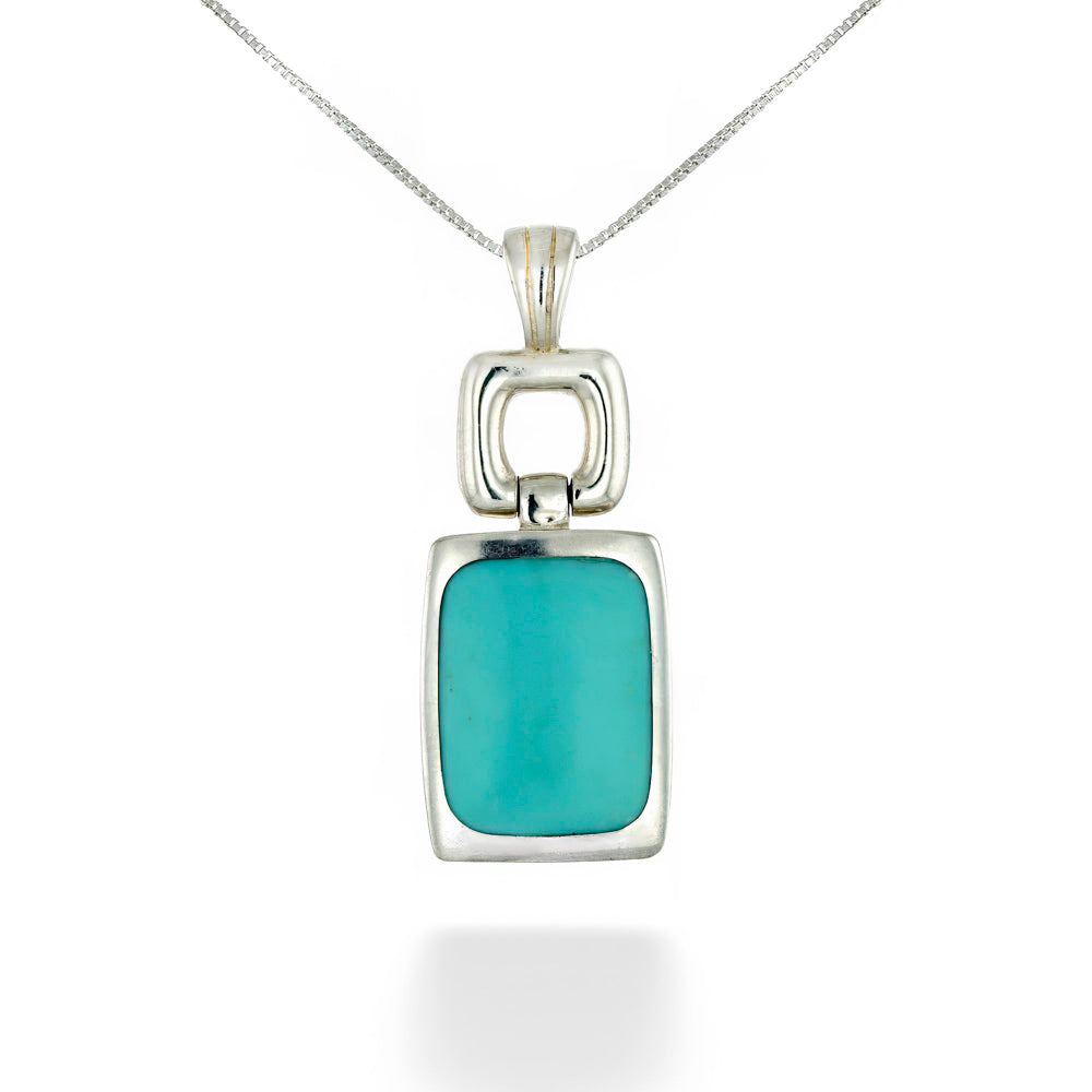 Rectangle Turquoise Pendant & Chain by Acleoni