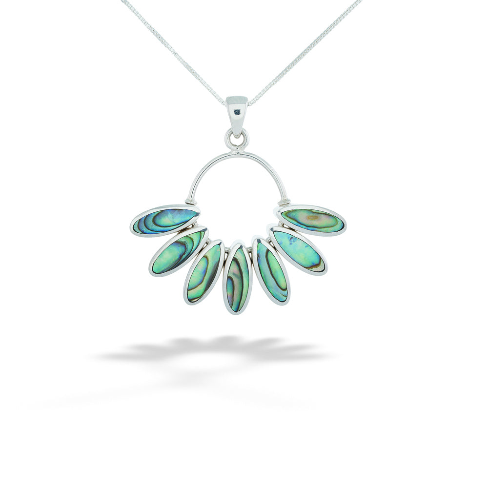Abalone Flower Petal Pendant Necklace by Acleoni