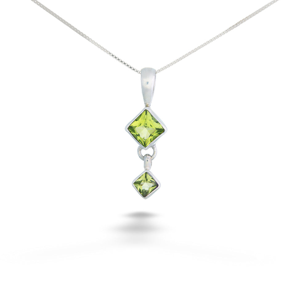 Square Peridot Drop Pendant Necklace by Acleoni