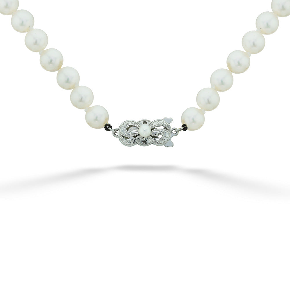  18 Karat White Gold 6.5 Millimeter Pearl Mikimoto Strand