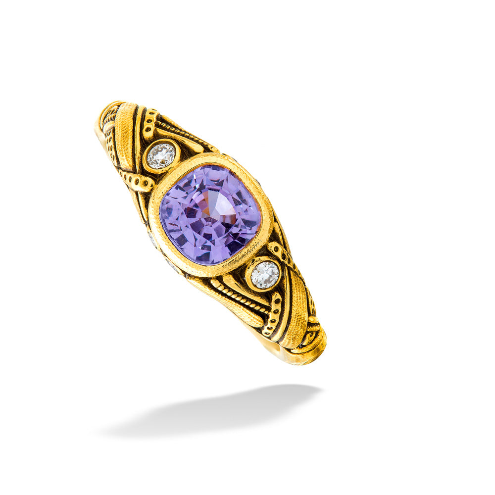 Purple Sapphire & Diamond "Reed" Ring by Alex Sepkus
