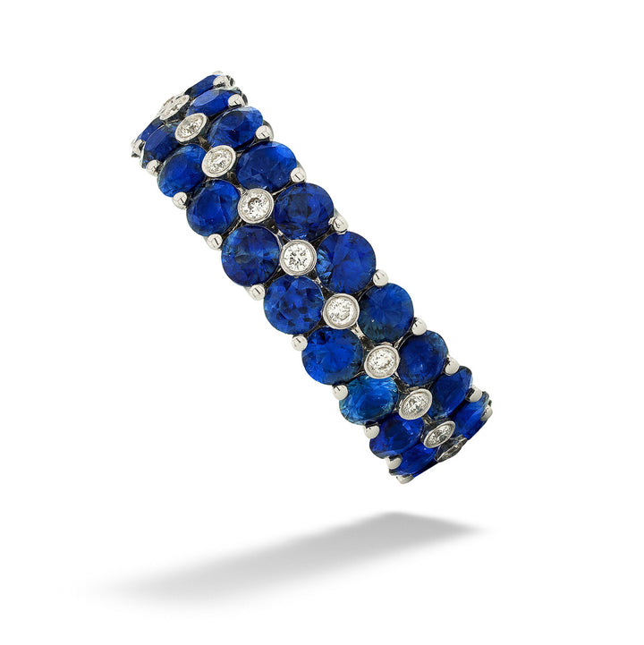 White Gold Blue Sapphire and Diamond Band
