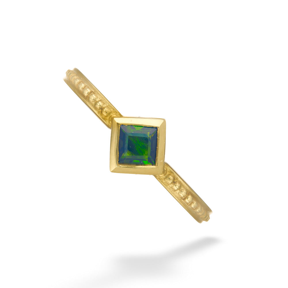 Square Green Tourmaline Ring by Mazza