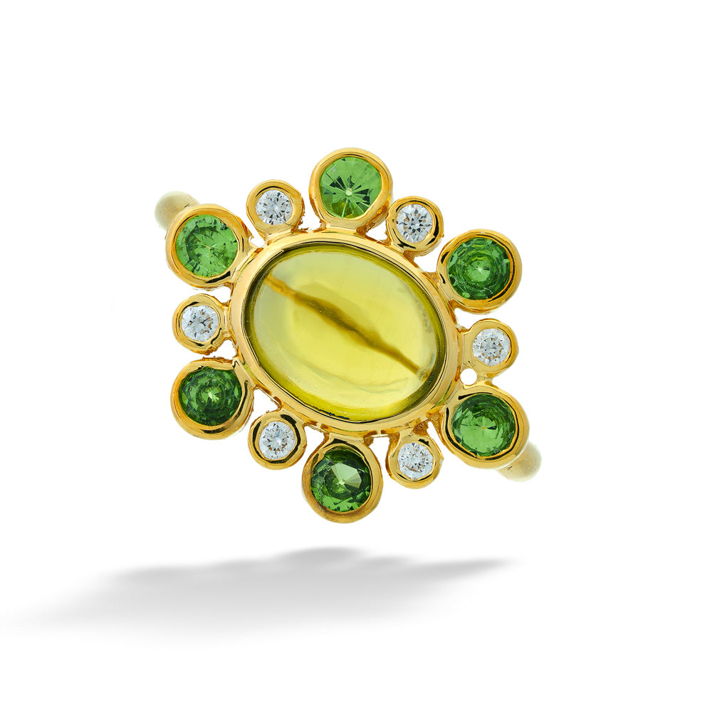 Peridot and Diamond Ring by Mazza