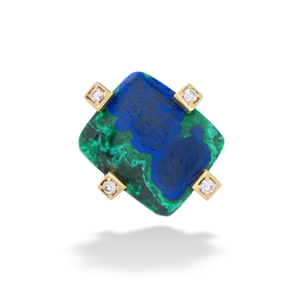 Azurite and Diamond Ring by Mazza