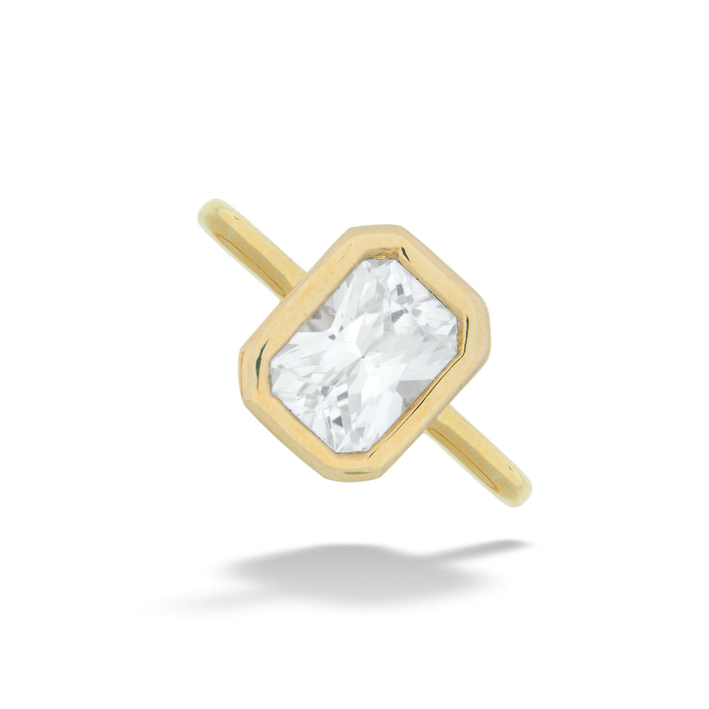 14K Gold Bezel Set Radiant-Cut Center Semi-Mount by Valina 