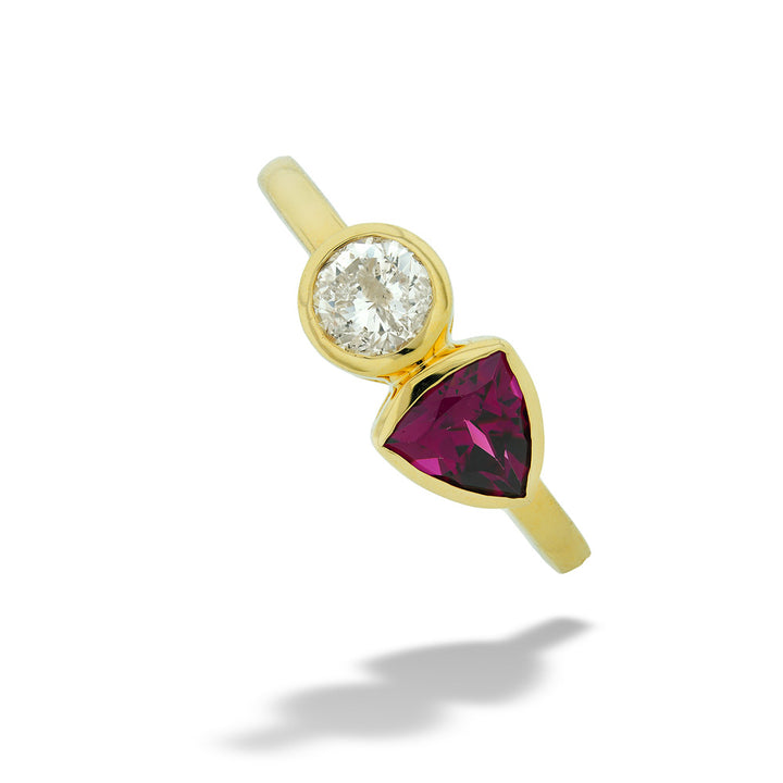 Garnet and Diamond Toi Et Moi Ring