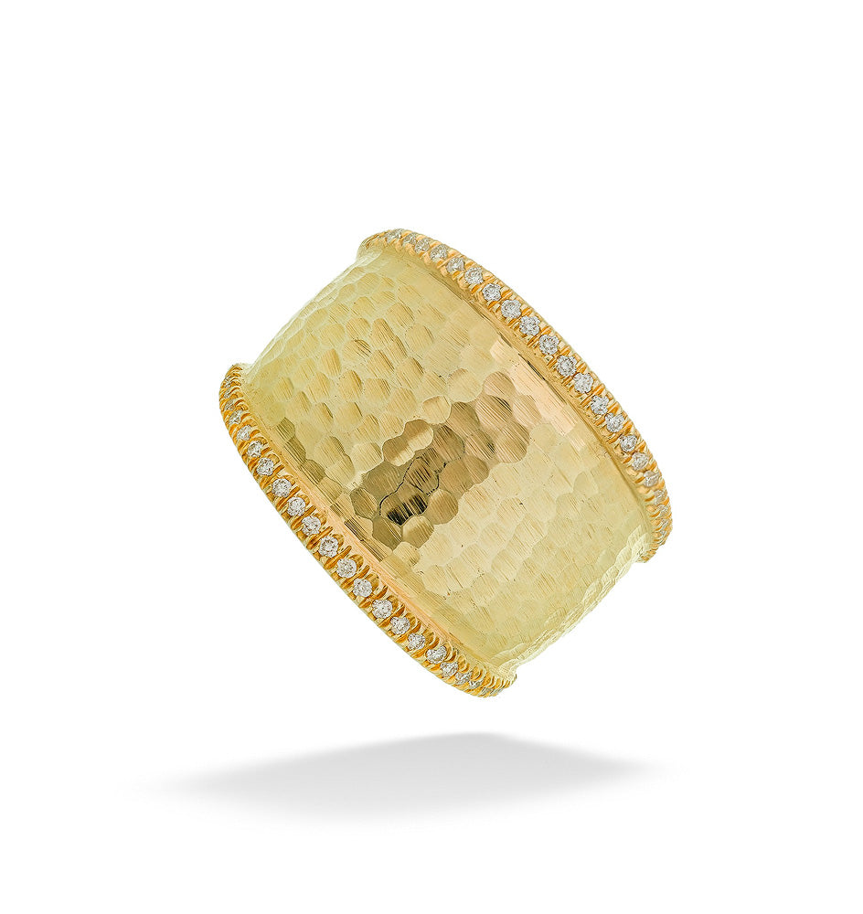 Hammered Gold and Diamond Ring by Mazza