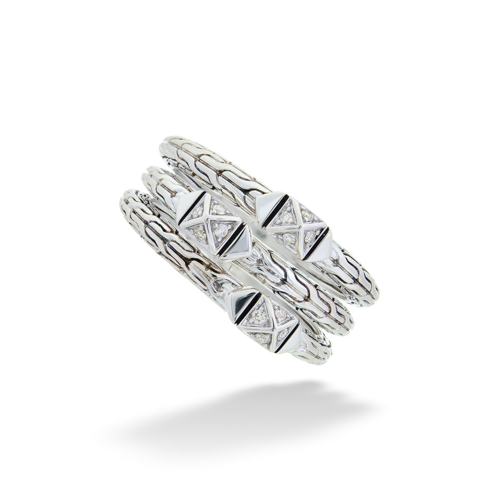 Icon Stud Sterling Silver Triple Row Ring by John Hardy