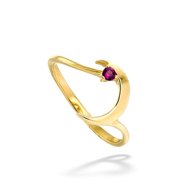 Ruby Crescent Moon Ring by Parle