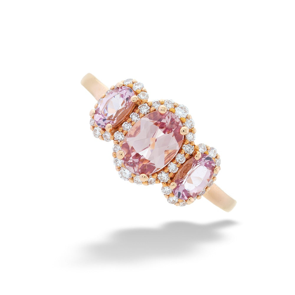 Lotus Garnet and Diamond 3-Stone Ring by Parle