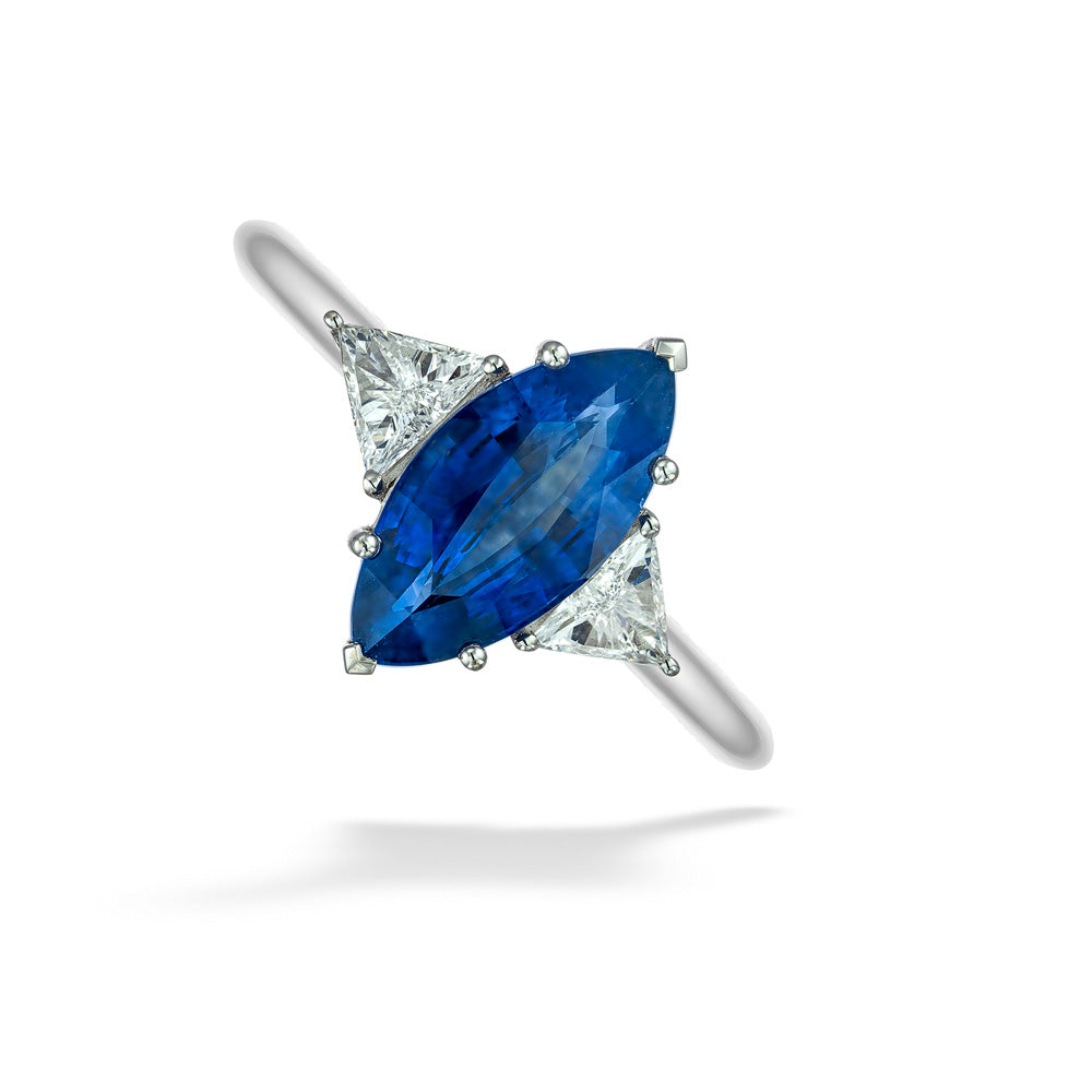 5.87ct Blue Marquise Sapphire with Diamond Accents Ring