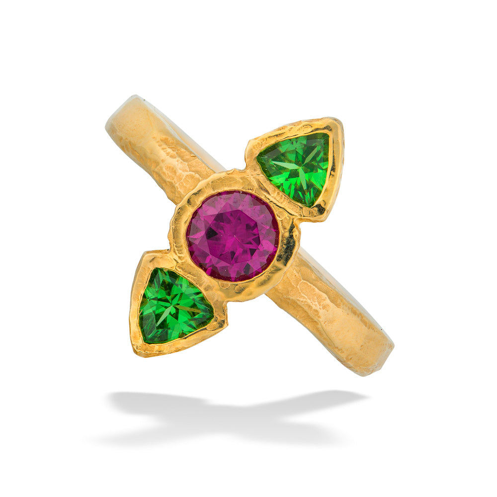 Purple & Mint Garnet Ring by Parle