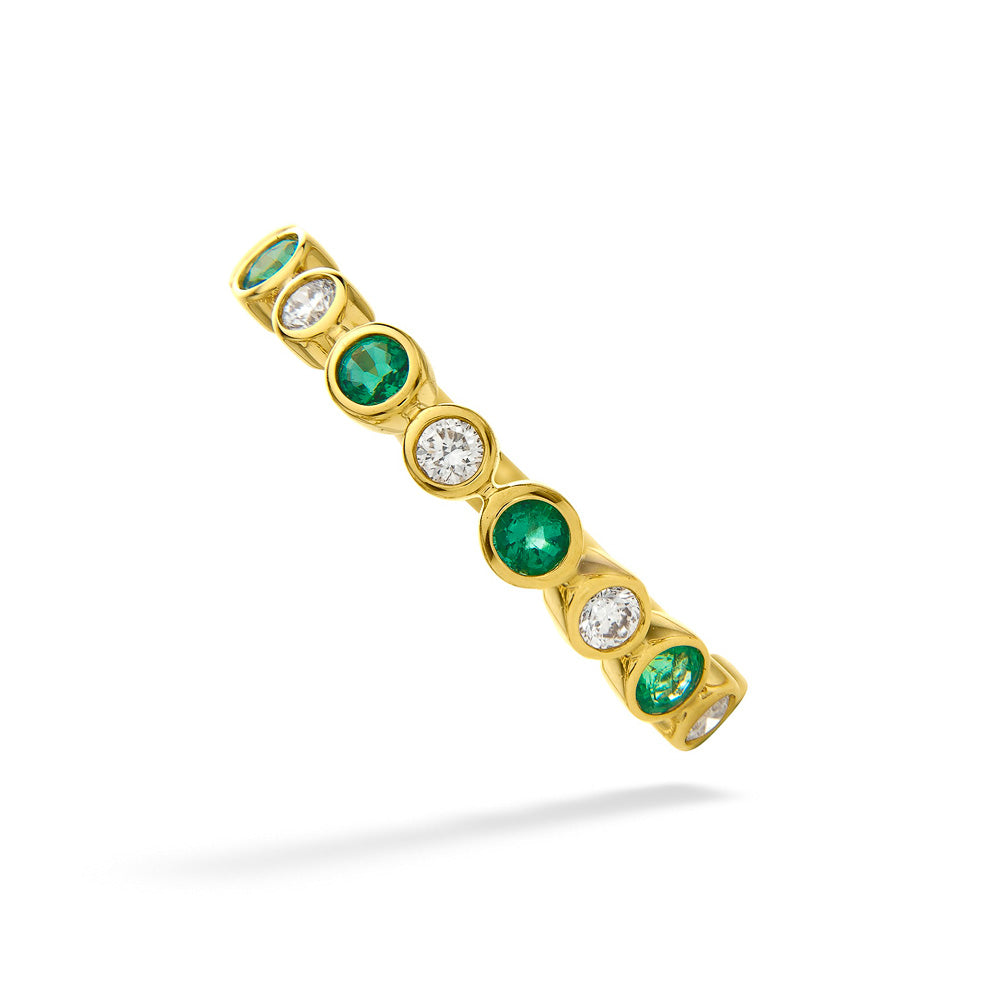 Emerald & Diamond Bezel Set Band by Shy Creation