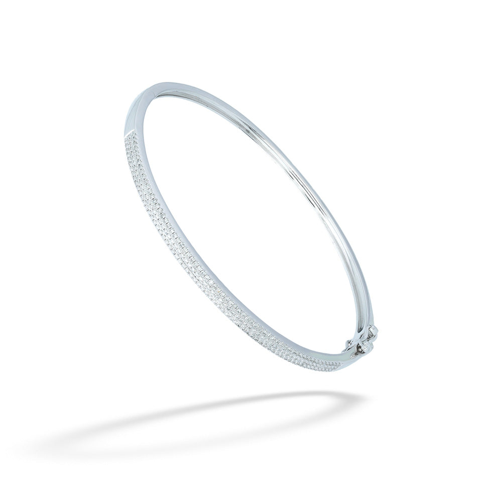 White Gold Pave Diamond Bangle by Shy Creation