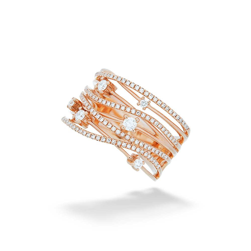 Rose Gold Diamond Bridge Ring by Shy Creation