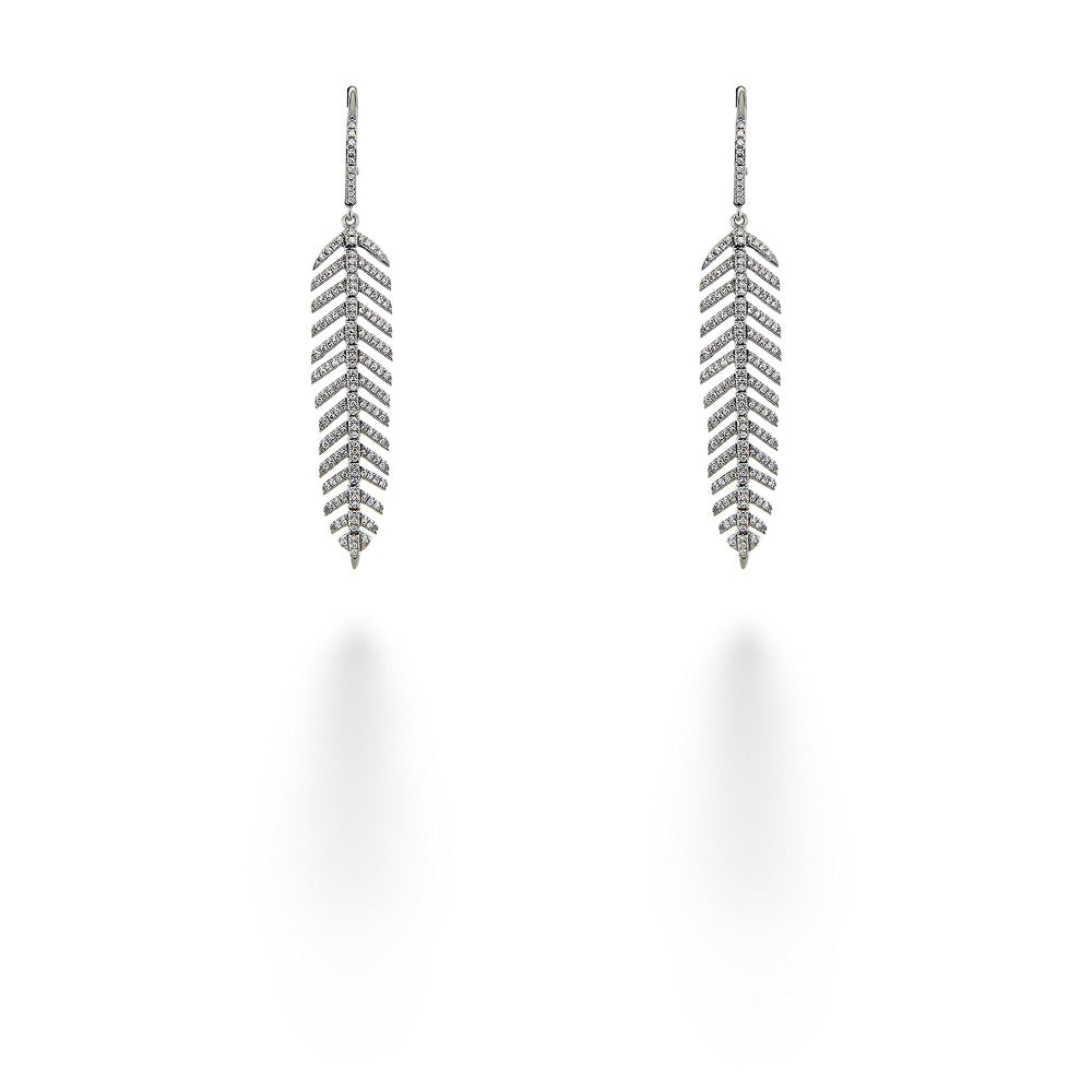 Diamond Feather Earrings by Shy Creation