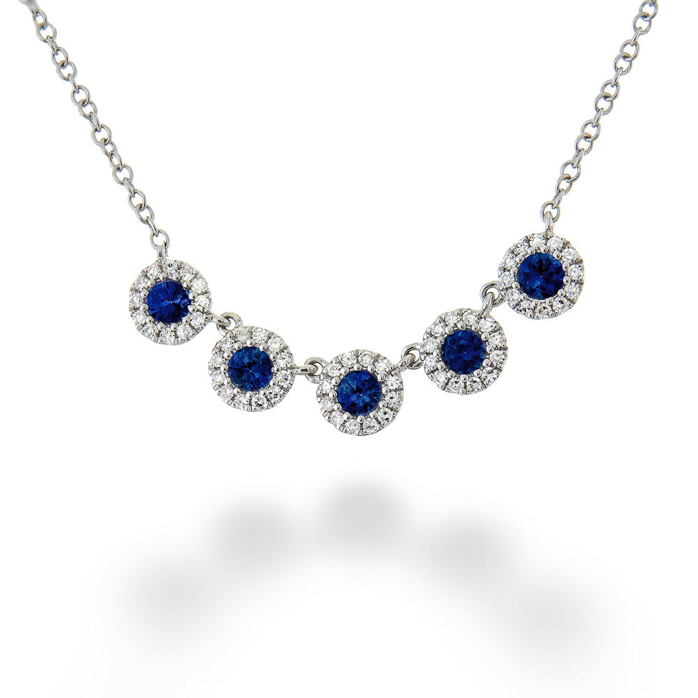 Diamond & Blue Sapphire Necklace by Shy Creation