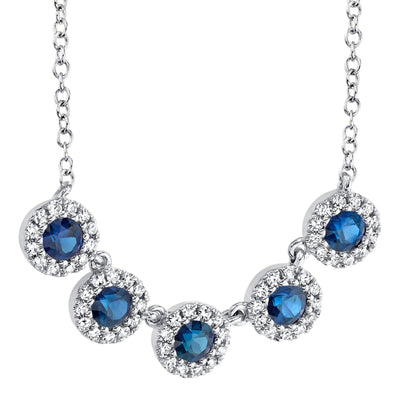 Diamond & Blue Sapphire Necklace by Shy Creation