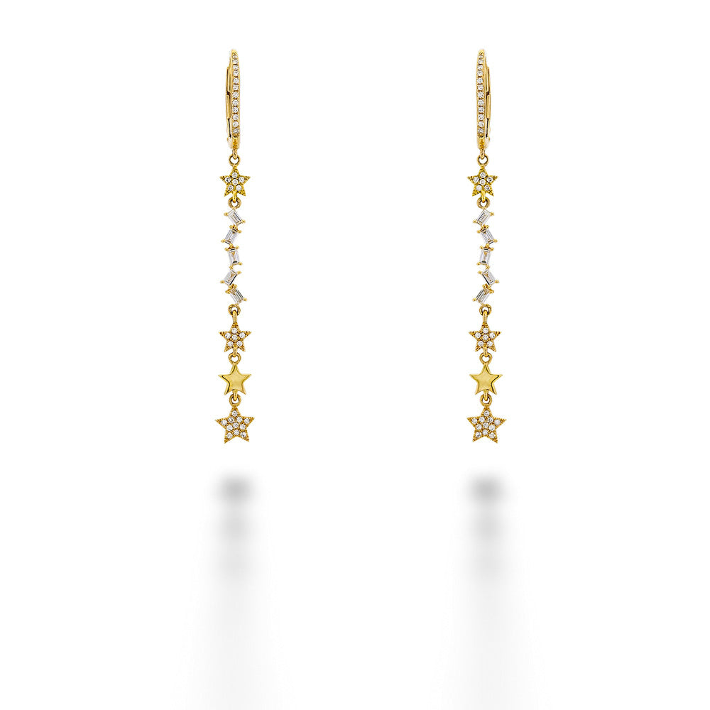 Diamond Star Dangle Earrings by Shy Creation