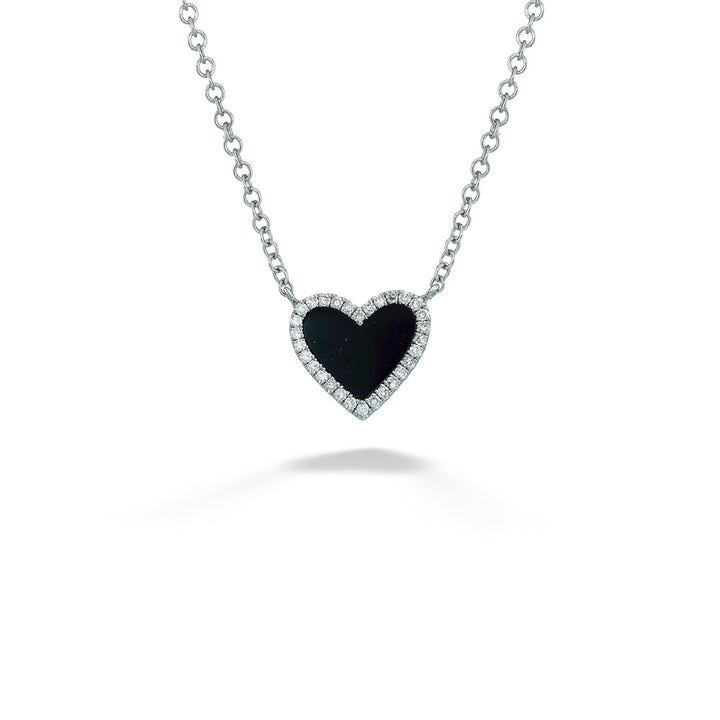 Black Onyx & Diamond Heart Necklace by Shy Creation