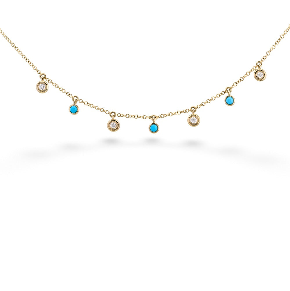  Diamond and Composite Turquoise Necklace by Shy Creation 
