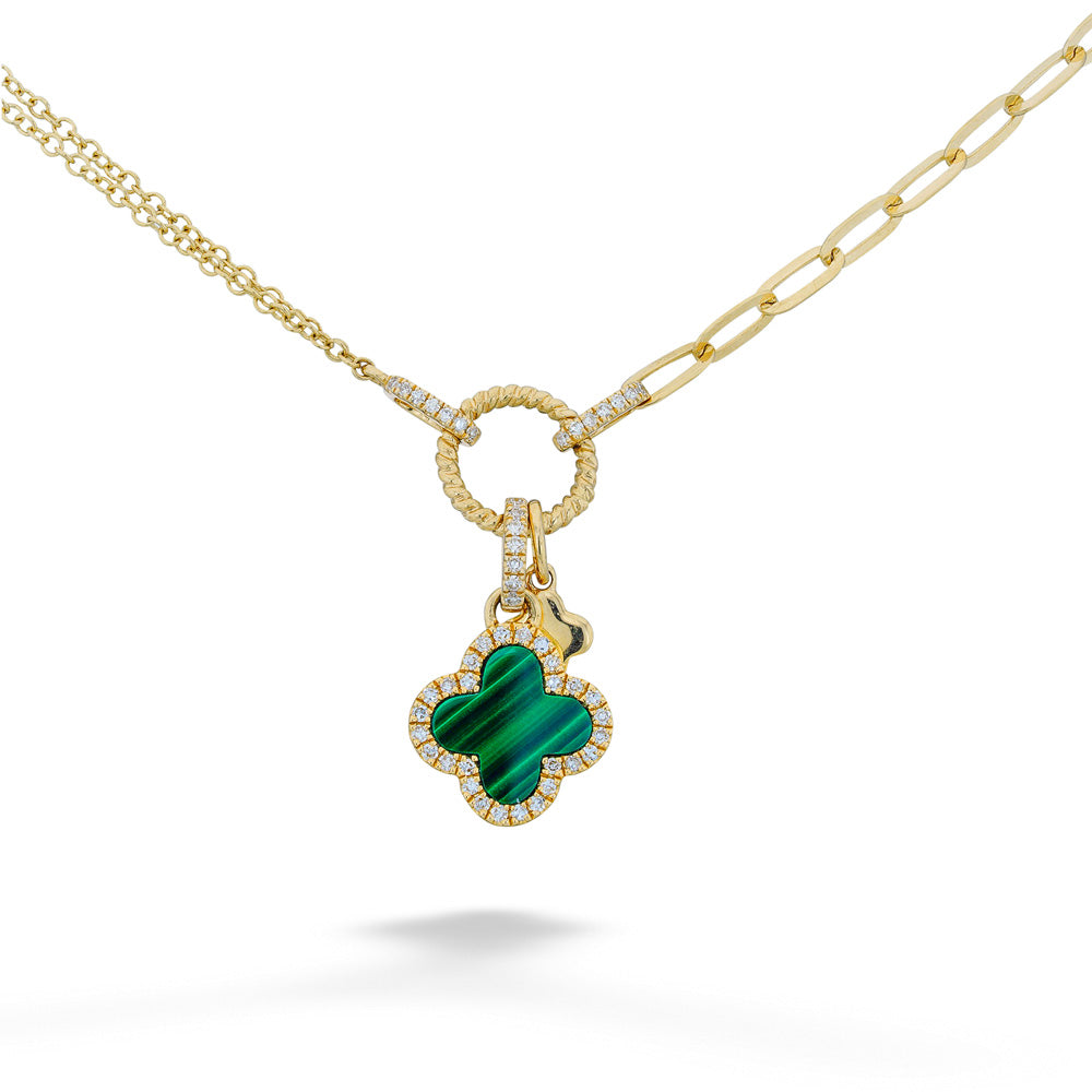 Diamond & Malachite Clover Necklace by Shy Creation