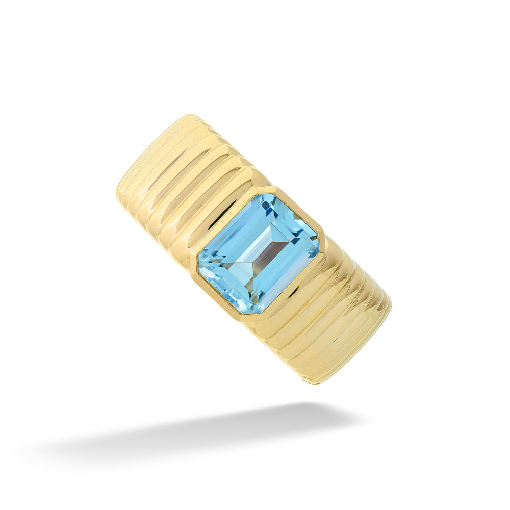 Aquamarine Ribbed Ring by Shy Creation