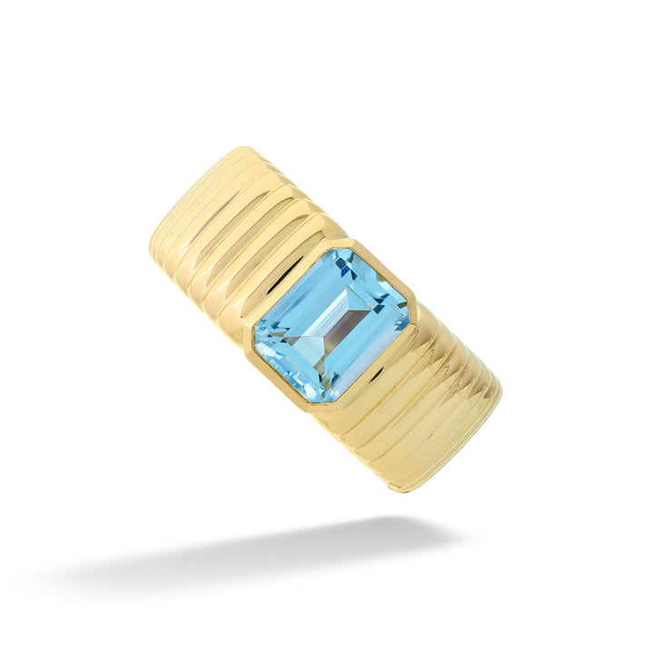 Aquamarine Ribbed Ring by Shy Creation