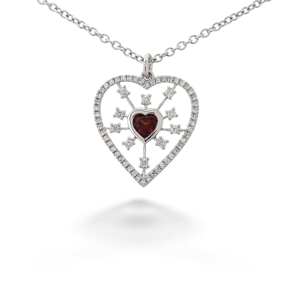 Garnet Heart Pendant Necklace by Shy Creation