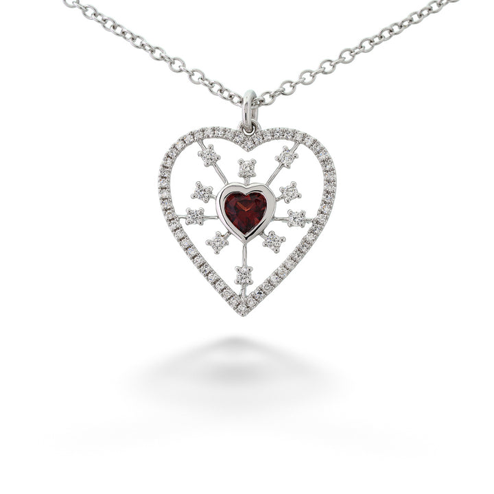 Garnet Heart Pendant Necklace by Shy Creation