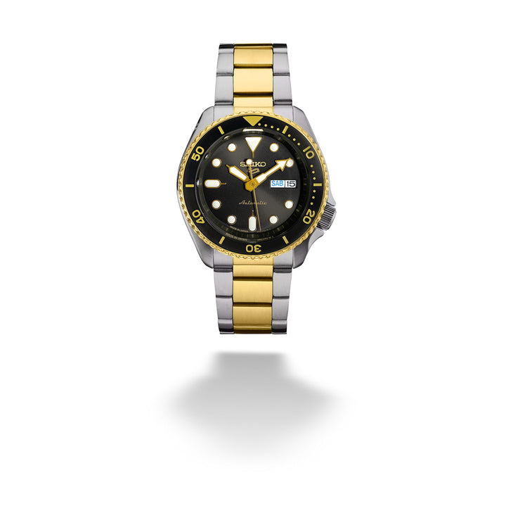 Two-Tone 42.5mm Charcoal Dial 5 Sports Automatic Watch by Seiko