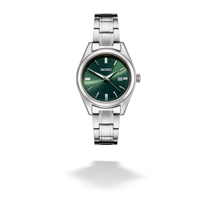 Stainless Steel Quartz Green Dial Watch by Seiko
